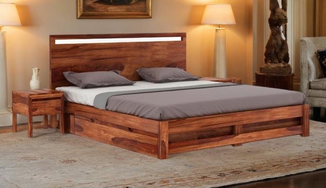 King Size Honey Finish Bacon Bed With Storage - DAR Enterprises