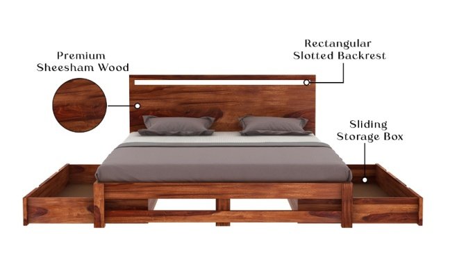 King Size Honey Finish Bacon Bed With Storage - DAR Enterprises