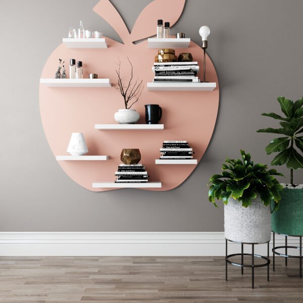 Beautiful Apple Shape Wood Wall Shelf, Wall Organizer